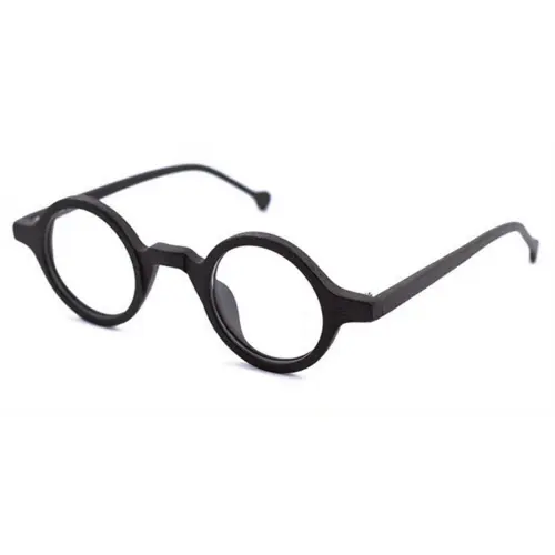 Super Small Round glasses for men Black Woodgrain-l