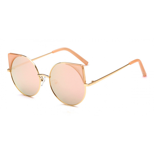 Prescription Round Cat Eye Sunglasses, Pink Lenses