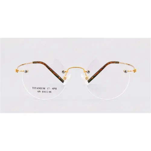 Round Glasses for Men rimless glasses, golden-f
