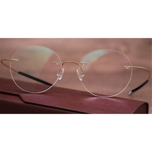 Super Light Oval Titanium Frameless Glasses, Gold