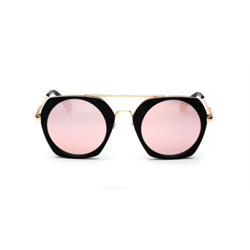 Pink Flash Lens Hexagon Acetate Sunglasses
