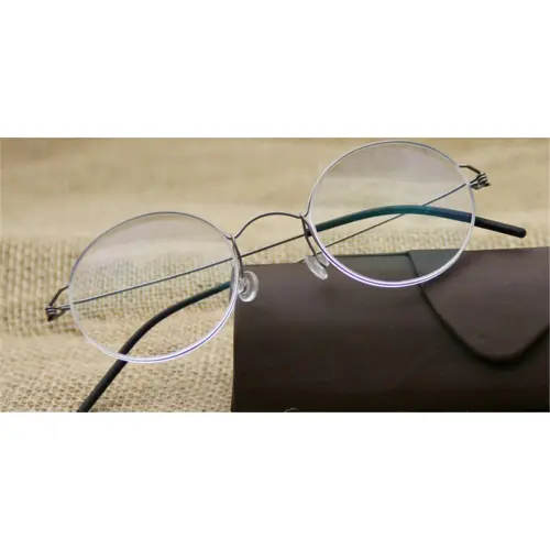 Titanium round eyeglasses for men, silver
