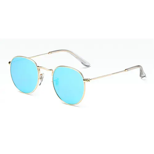 Round glasses with golden frame accommodate prescription sunglasses