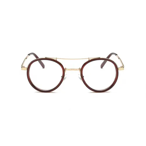 Brown Round Acetate Wrapped Aviator