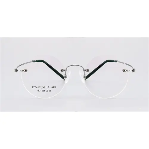 Round Glasses for Men Titanium Rimless Silver Frame