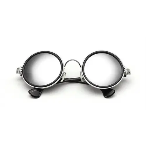 Silver Round Frame Sunglasses flash Lens Sunglasses