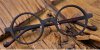 Small Round glasses for men Brown wood grain-c