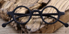 Super Small Round glasses for men Brown Woodgrain-closed