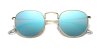 Round glasses with golden frame and mirrored blue sunglasses3