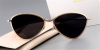 Prescription Designer Sunglasses, Cat Eye, Golden Metal