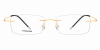 golden rimless eyeglasses