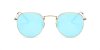 Round glasses with golden frame and mirrored blue sunglasses-front