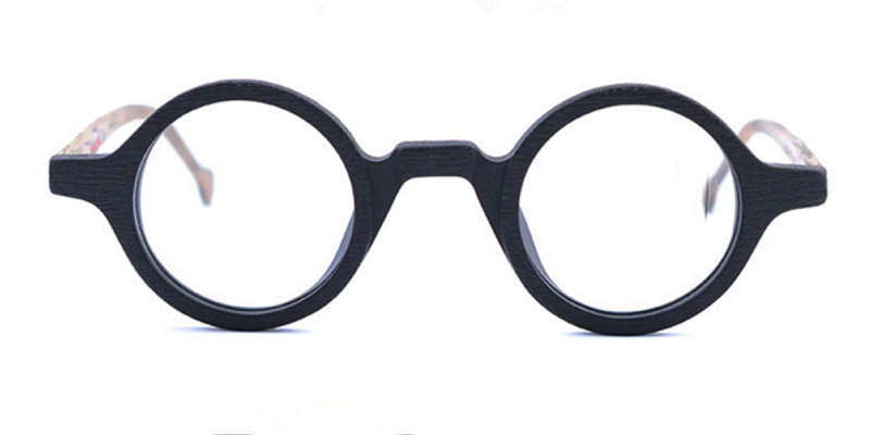 Super Small Round glasses for men Woodgrain