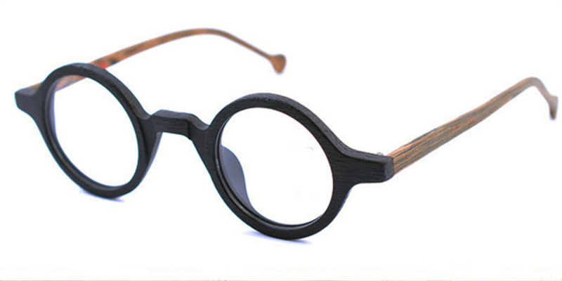 Super Small Round glasses for men Woodgrain-l