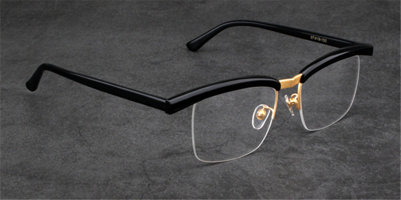 Browline Glasses | Crystal Black Dominant Top Bar