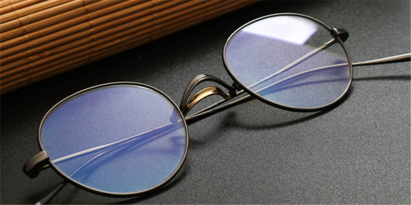 Titanium Saddle Bridge Eyeglasses Round Glasses for Men, Gandhi Style