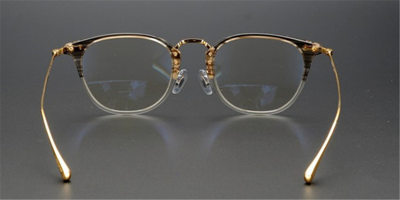 Clear Browline Glasses, Clear Acetate Outside Gold Metal Inside