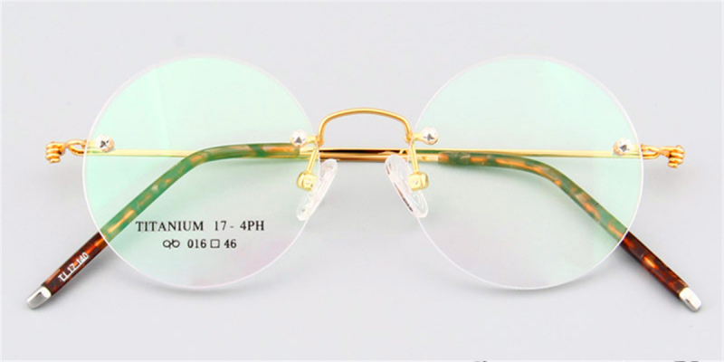Round Glasses for Men rimless glasses, golden-c