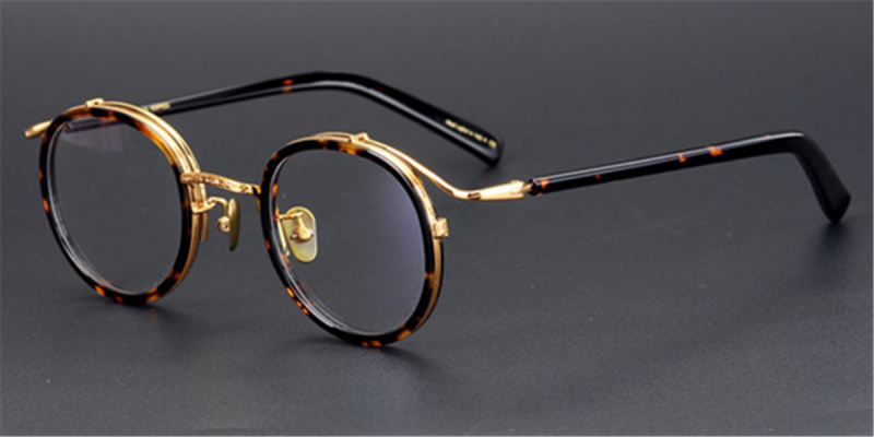 Round Browline Gold Glasses Special Design frame for High Prescription