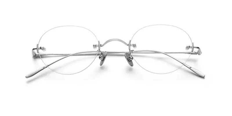 Oval Wire Titanium Rimless Glasses 