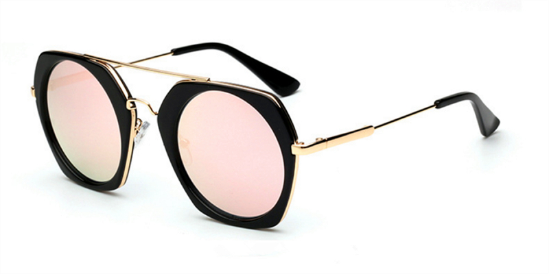 Pink Flash Lens Hexagon Acetate Sunglasses