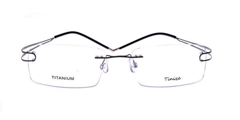 Rimless Glasses with Titanium Frames Gray Twin Temple