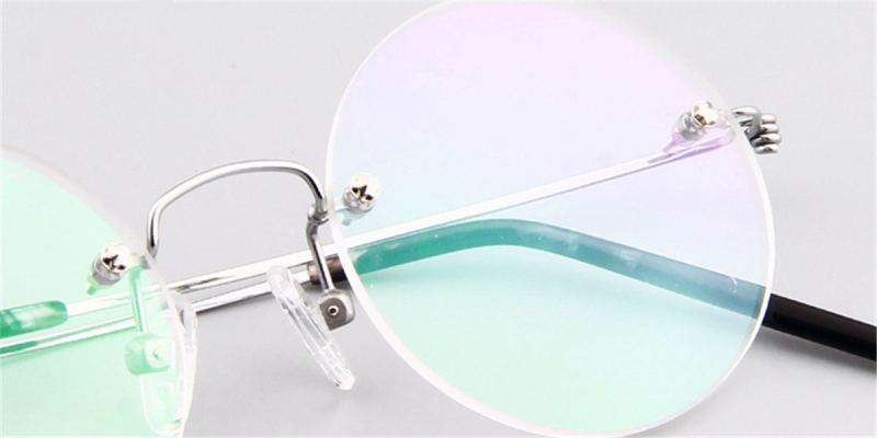 Round Glasses for Men Titanium Rimless, Gun Gray-d1