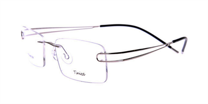 Frameless Glasses with Titanium Frames Silver Twin Temples