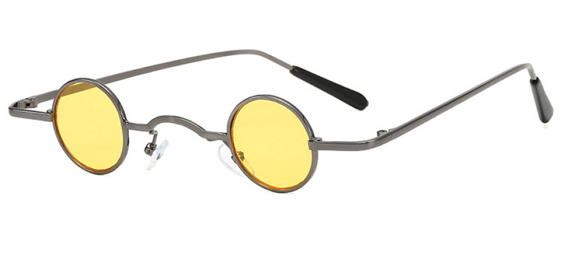 1pc Men's Yellow Metal Frame Round Sunglasses, Perfect For Wearing On The  Beach And Outdoor Sun Protection | SHEIN USA