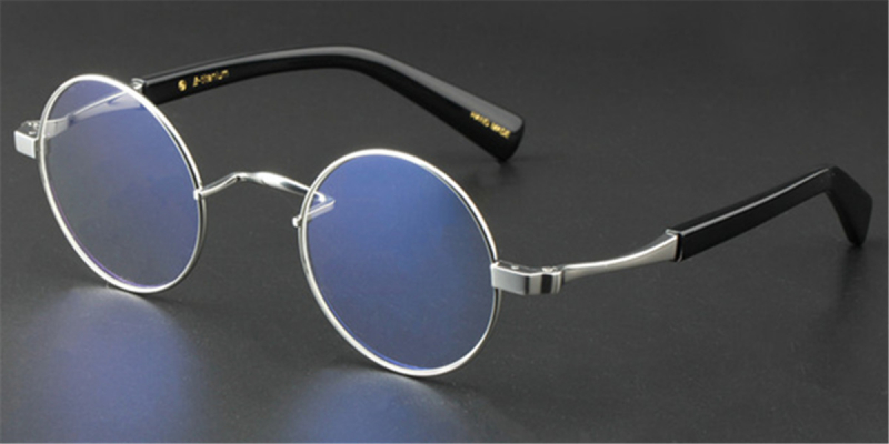 Pure Titanium Saddle Bridge Eyeglasses Round Glasses for Men and Women
