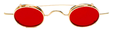 Hipster Small Sunglassess, Golden Frame, Red lenses