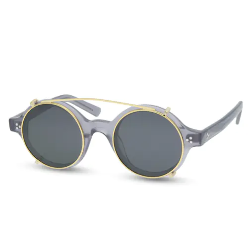 Round Thick Rimmed Clear Glasses | Aviator Sunglasses-Gray-Gold