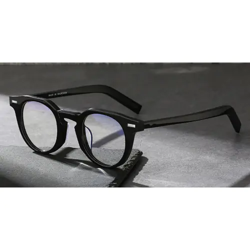 High Prescription Glasses Frames Horn Rimmed Glasses, Masculine Angle-Black