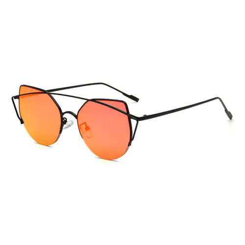 Orange Flash Lens Sunglasses Black Aviator Frame