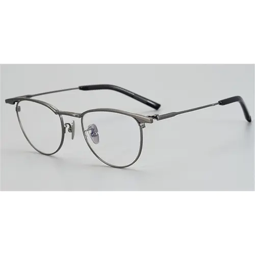 Round Browline Titanium Glasses for a Narrow Forehead -Gun