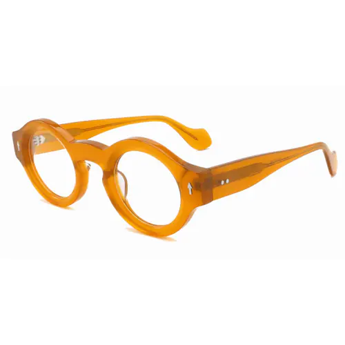 Thick Rim Round High Prescription Glasses Frames-Amber