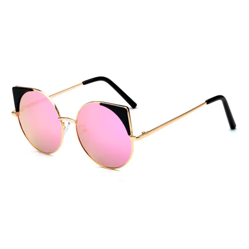 Prescription Round Cat Eye Sunglasses, Purple Lenses