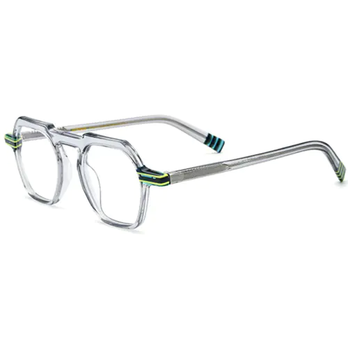 Thick Rim Acetate Clear Glasses-Gray