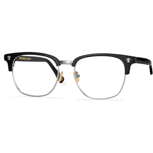 Clubmaster Wide Frame Glasses, Oversize Sized Glasses | Special for Big Face 2023-Black-Silver