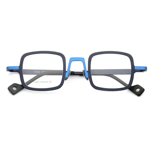 Rectangle Stylish Color Titanium Glasses Frames for Men and Women-Blue