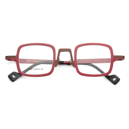 Rectangle Stylish Color Titanium Glasses Frames for Men and Women-Red
