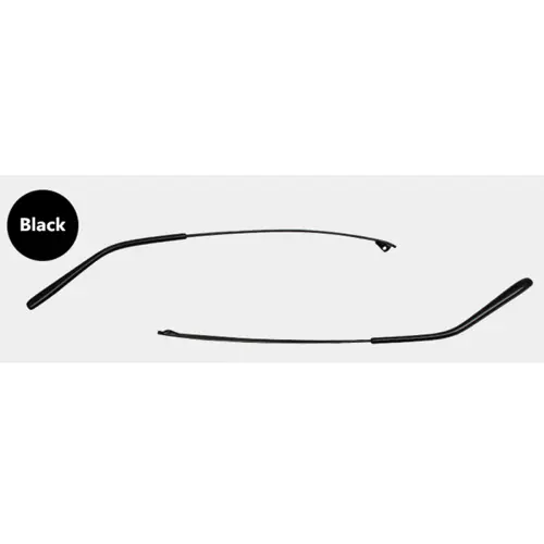 Eyeglass replacement temple arms concave tooth black