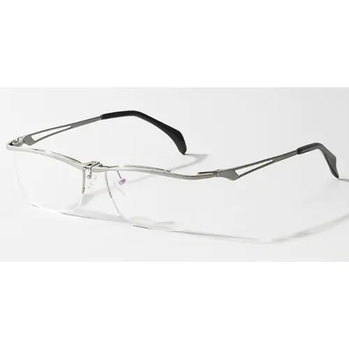 Half Rimless Pure Titanium Wide Frame Glasses| for Plus Size Faces-Silver