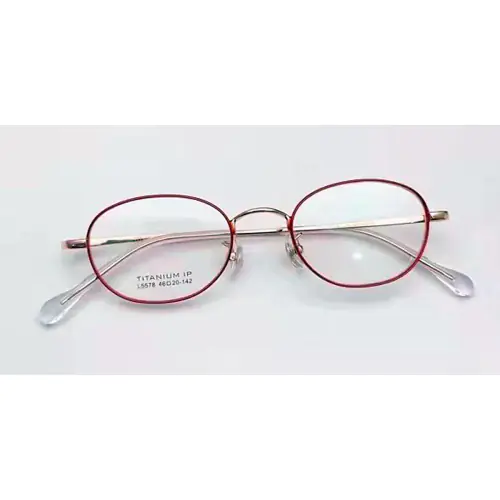 High Prescription Titanium Womens Eyeglasses Frames | Small Oval-Red