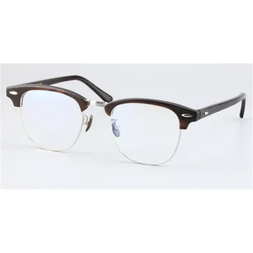 Buffalo Horn Glasses-Browline Titanium Glasses-Clubmaster-Brown