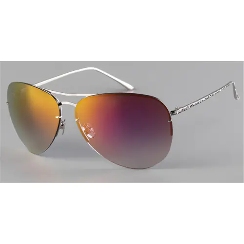 No Line Bifocal Sunglasses Polarized Lenses, Half Rimless Aviator-Silver