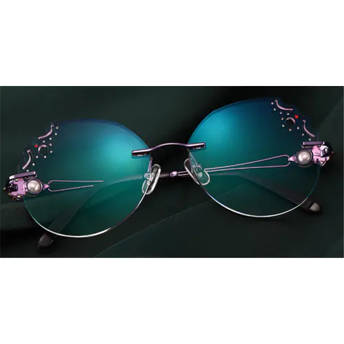 Oversized Rimless Prescription Glasses Colorful Lenses