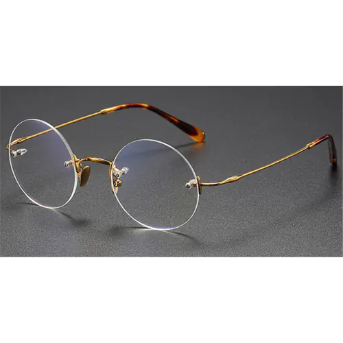 Pure Titanium Iconic Round Glasses of Steve Jobs-Gold