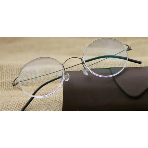 Titanium round eyeglasses for men, Gun Gray