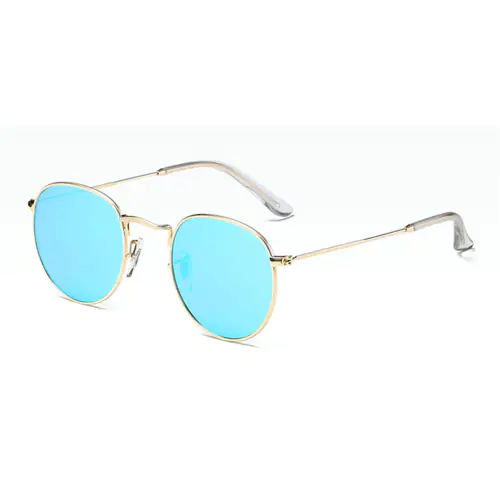 Round glasses with golden frame accommodate prescription sunglasses